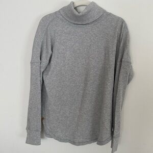 Tentree funnel neck waffle turtle neck, grey, size medium